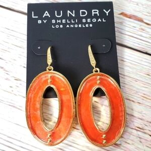 NEW LAUNDRY BY SHELLI SEGAL GOLD ORANGE FASHION EARRINGS NEW‎